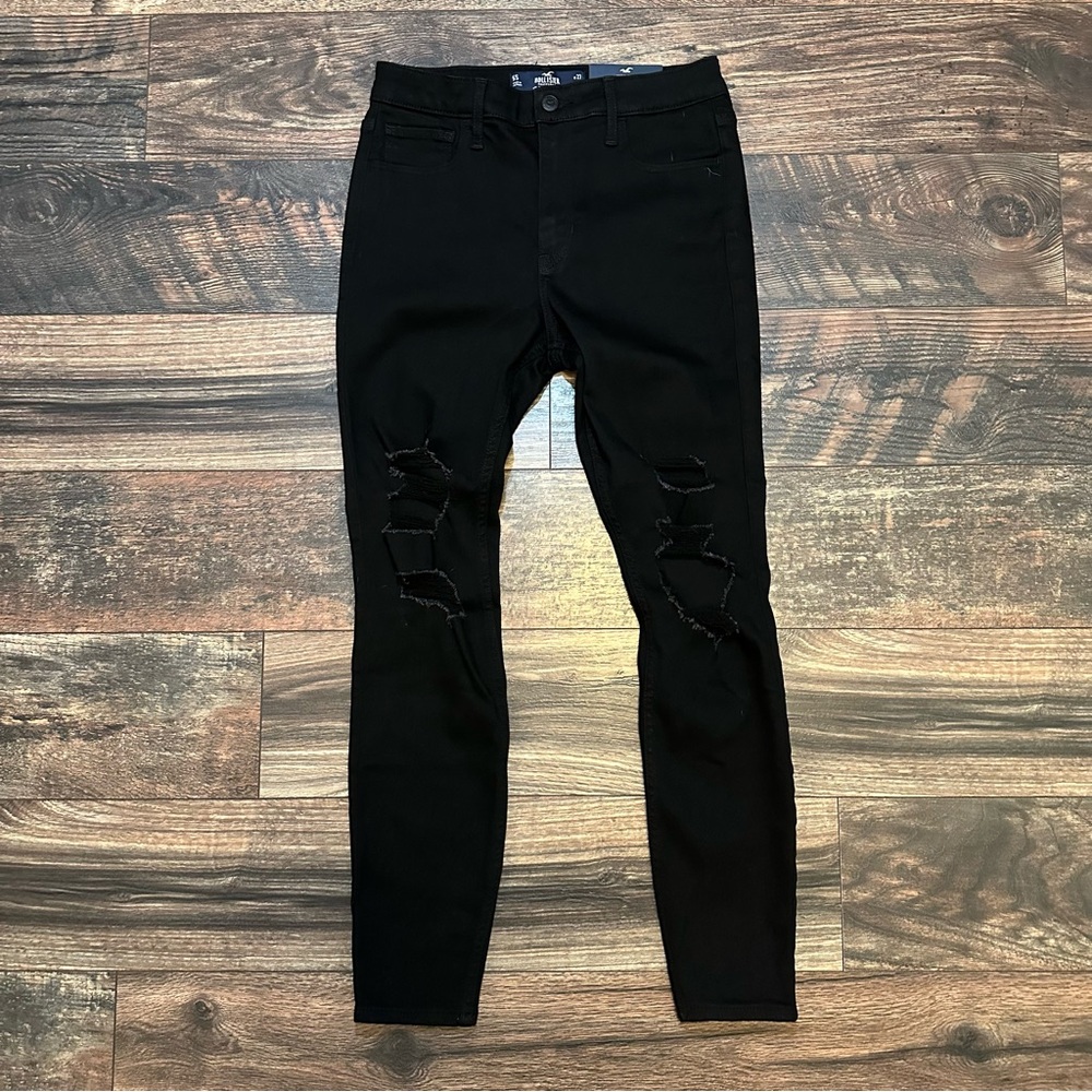 Hollister Curvy high-rise ripped black super skinny jeans size 5S or 27/26 - Picture 15 of 15